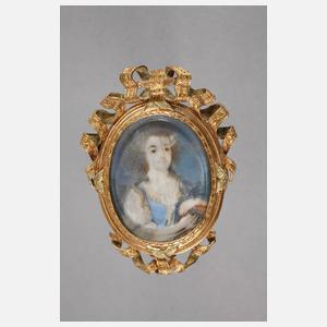 Goldbrosche mit Miniatur