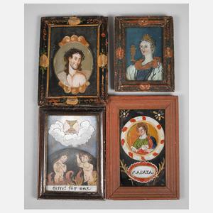 Vier volkstümliche Hinterglasbilder