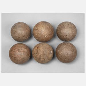 Sechs Bocciakugeln