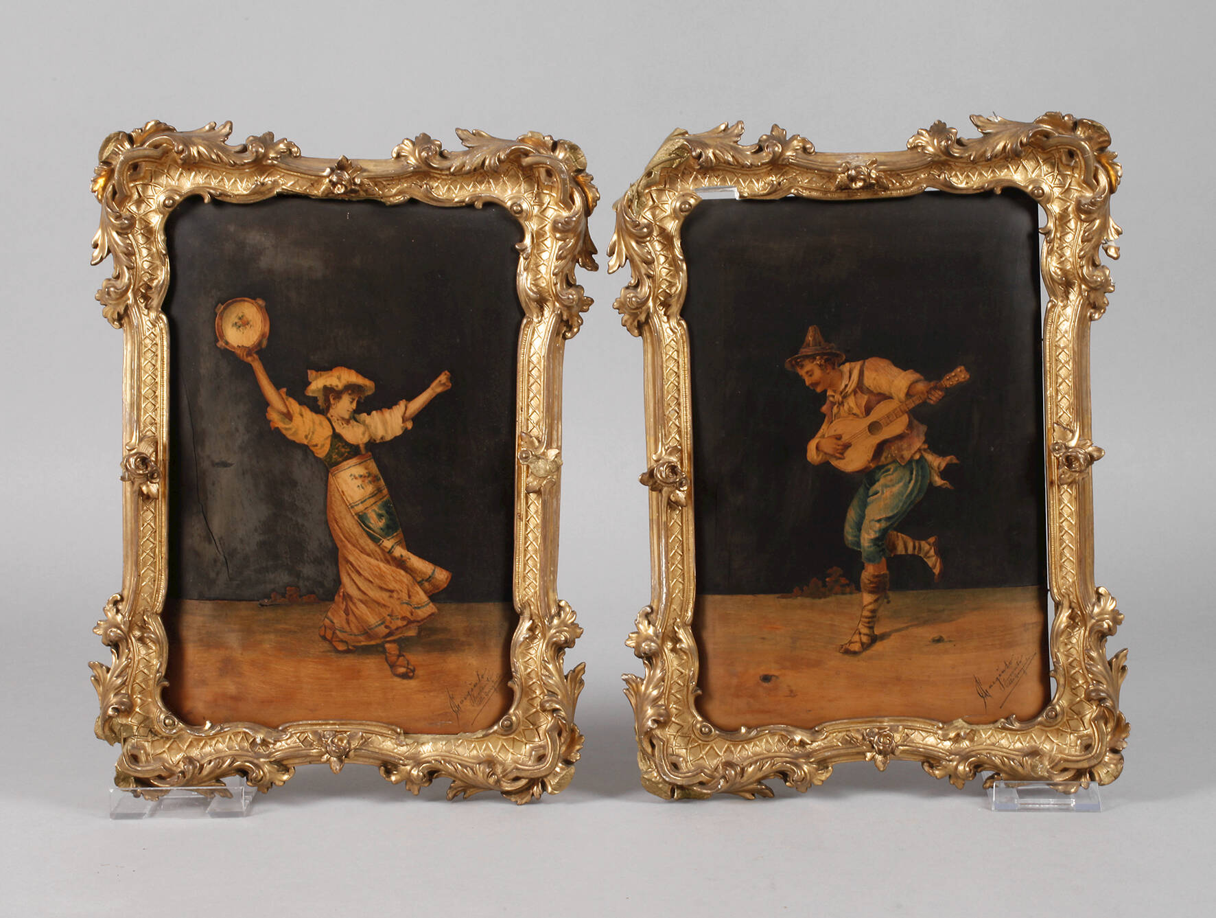 Paar Intarsienbilder