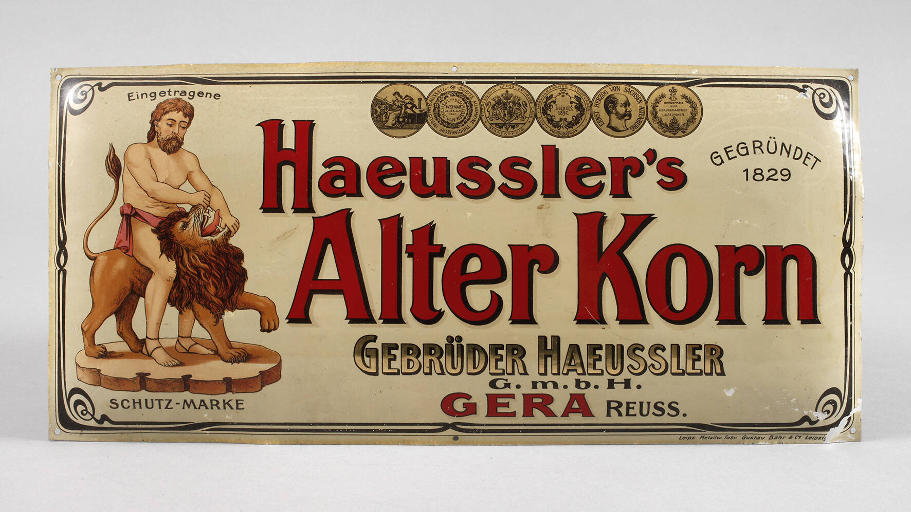 Blechschild Gebr. Haeussler Gera