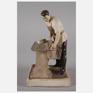 Agitations-Porzellanfigur als Tischler