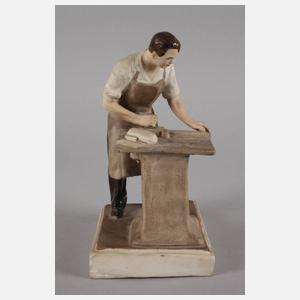 Agitations-Porzellanfigur als Tischler