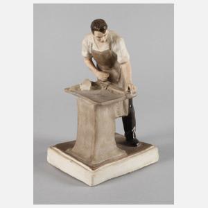 Agitations-Porzellanfigur als Tischler