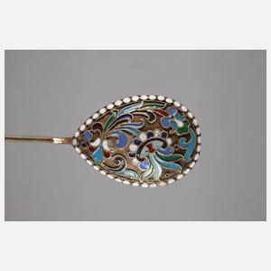 Russischer Silberlöffel mit Email