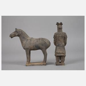 Fünf Tonfiguren im Etui