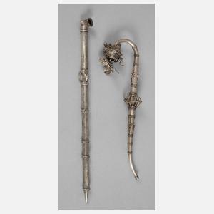 Zwei Opiumpfeifen Silber