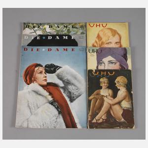Konvolut Zeitschriften "Uhu" und "Die Dame"