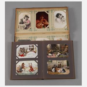 Paar Postkartenalben Hund und Katze