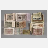 Konvolut Reichsbanknoten und Notgeldscheine111