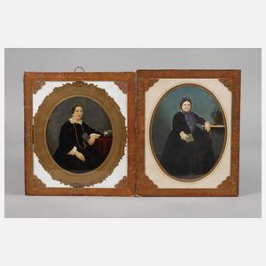 Paar übermalte Fotografien um 1860