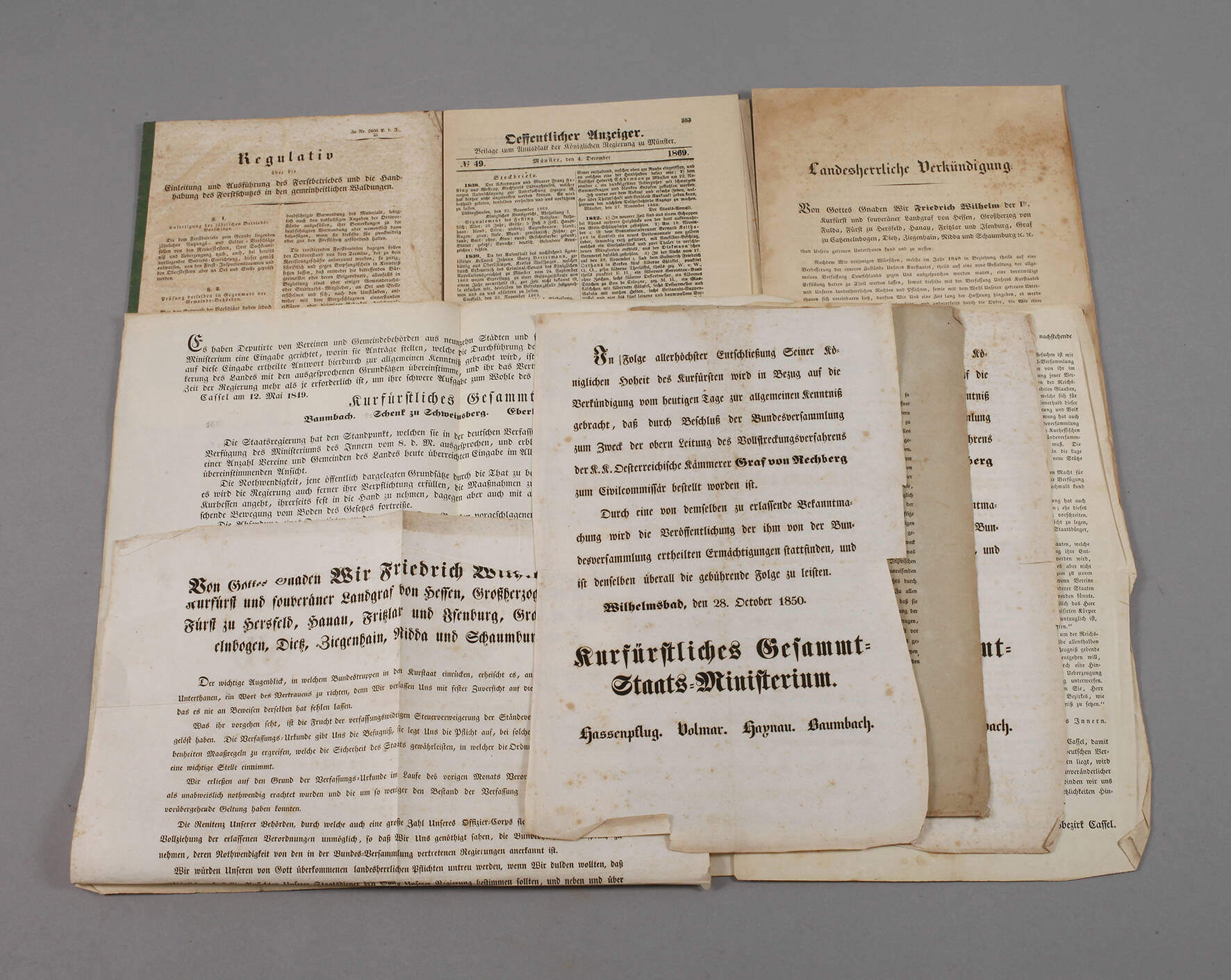 Konvolut Bekanntmachungen 19. Jh.