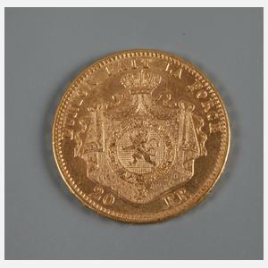 20 Francs Belgien 1870