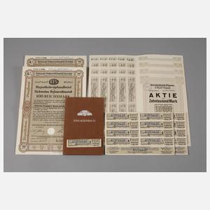 Konvolut Aktien Plauen und Dresden