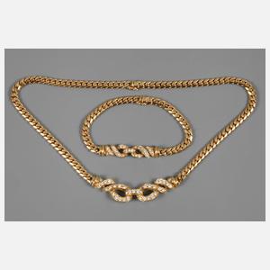 Collier und Armband mit Brillanten von ca. 3,5 ct