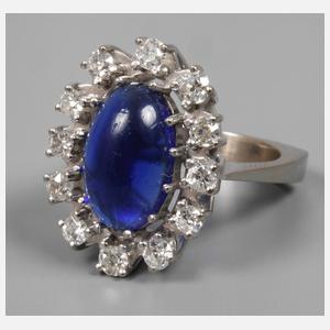 Damenring mit Saphir und Brillanten