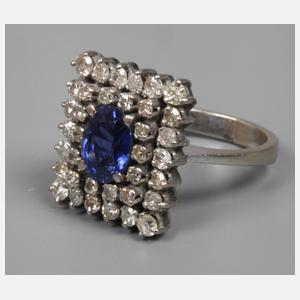 Damenring mit Saphir und Brillanten