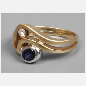 Damenring mit Saphir und Brillant