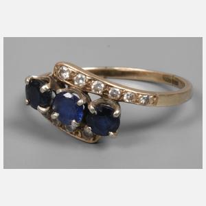 Damenring mit Saphiren und Diamanten