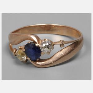Damenring mit Saphir und Diamanten