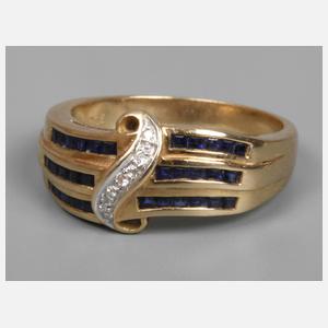 Designerring mit Saphiren