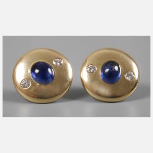 Paar Ohrringe mit Saphiren und Brillanten