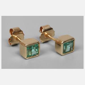 Paar Ohrringe mit Smaragden