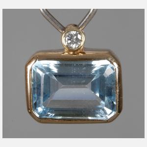 Anhänger mit Aquamarin und Brillant