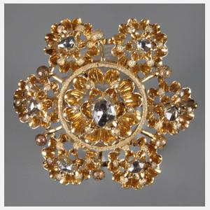 Historismusbrosche mit Diamantrosen