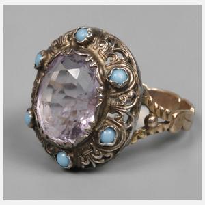 Damenring mit Amethyst und Türkisen