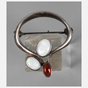 Brosche mit Edelopalen und Granat