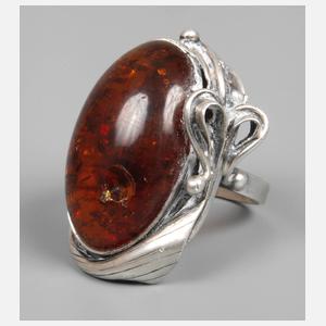 Damenring mit Bernstein