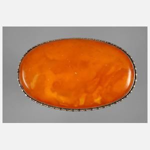 Brosche mit Bernsteincabochon