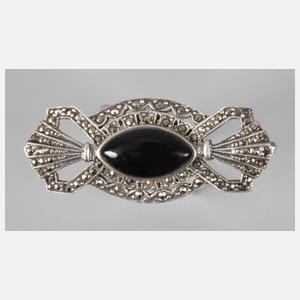 Brosche mit Onyx und Markasiten