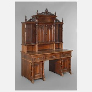 Neogotischer Aufsatzsatzschreibtisch