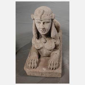 Paar Gartenskulpturen als Sphinx
