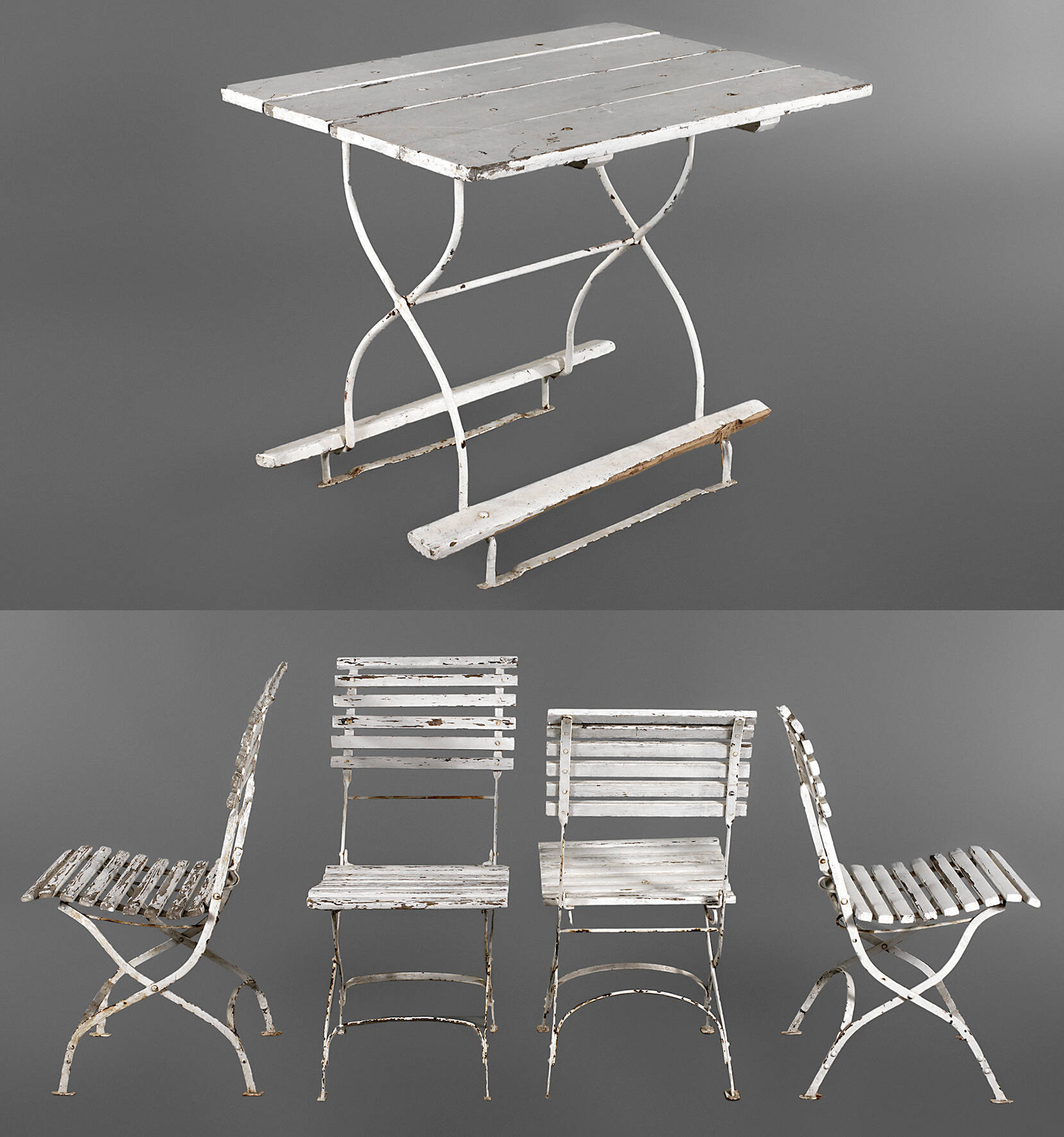 Gartentisch und vier Stühle