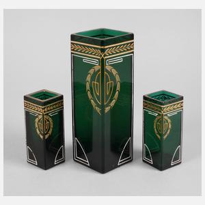 Josef Riedel Polaun drei Jugendstilvasen