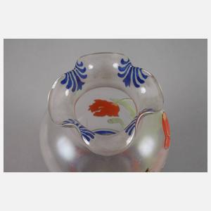 Fritz Heckert Petersdorf Jugendstilvase mit Emaillemalerei