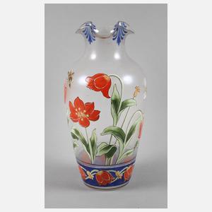 Fritz Heckert Petersdorf Jugendstilvase mit Emaillemalerei