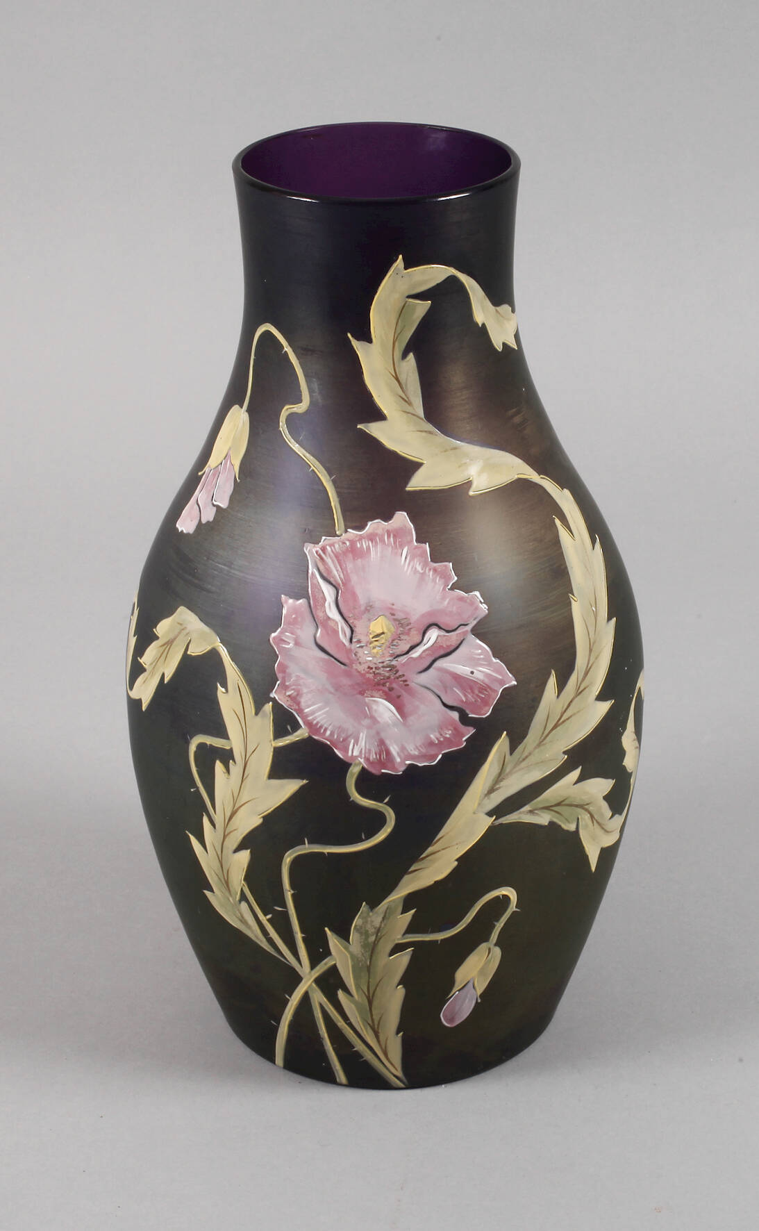 Poschinger Jugendstilvase mit Emailmalerei