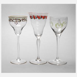 Drei Jugendstil Weinrömer