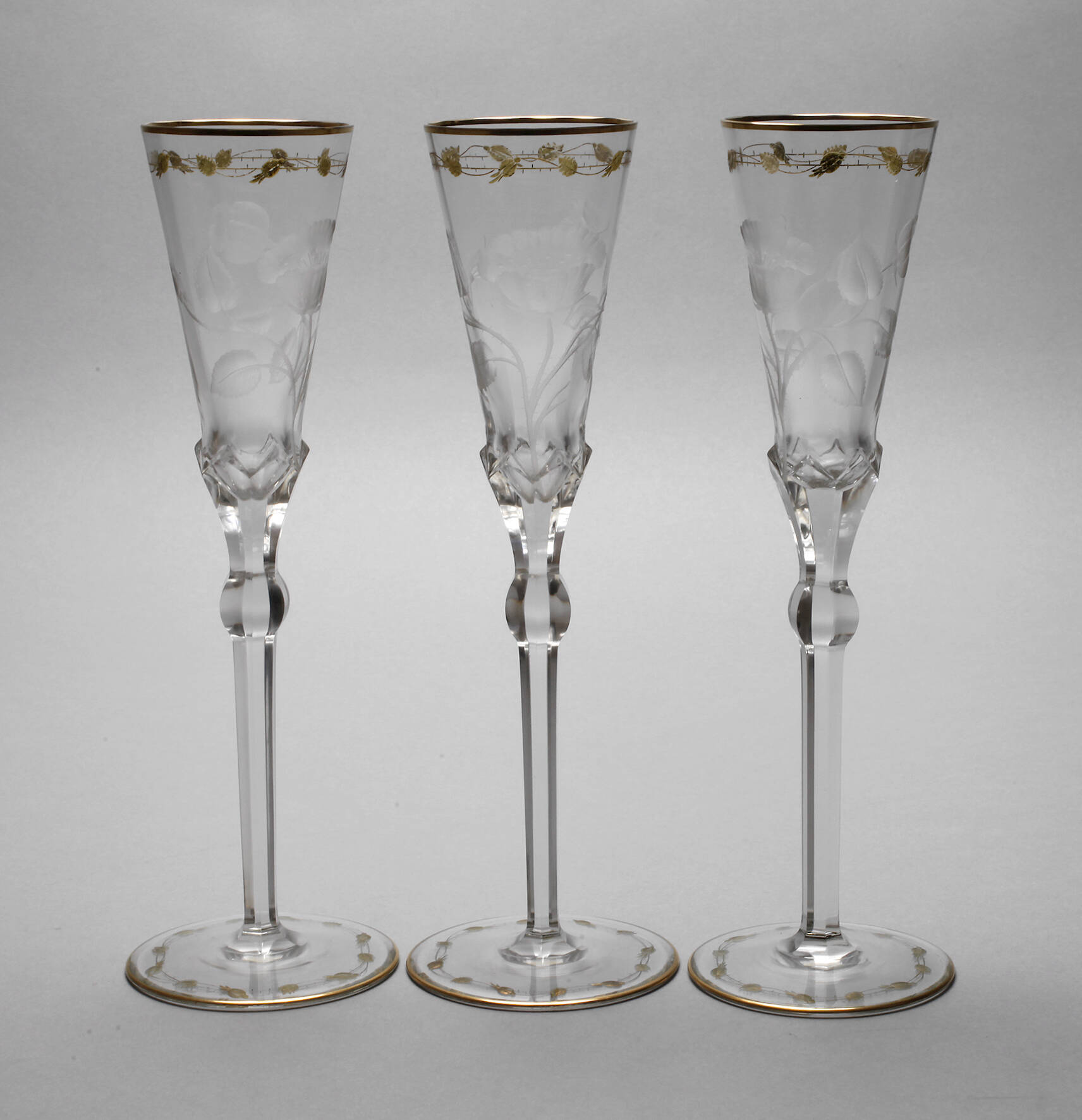 Moser Karlsbad drei Sektkelche "Rose"
