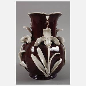 KPM Berlin Laufglasurvase mit Orchideenbesatz