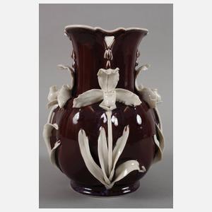 KPM Berlin Laufglasurvase mit Orchideenbesatz