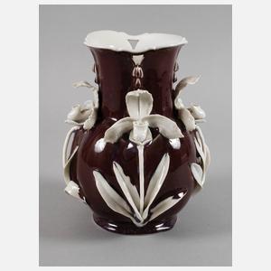 KPM Berlin Laufglasurvase mit Orchideenbesatz