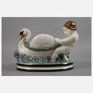 Karlsruhe Schwanenschale mit zwei Putten