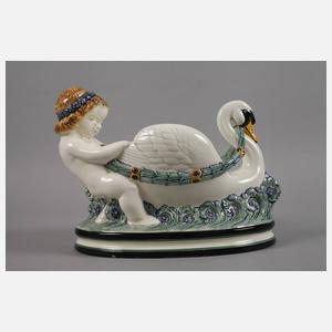Karlsruhe Schwanenschale mit zwei Putten