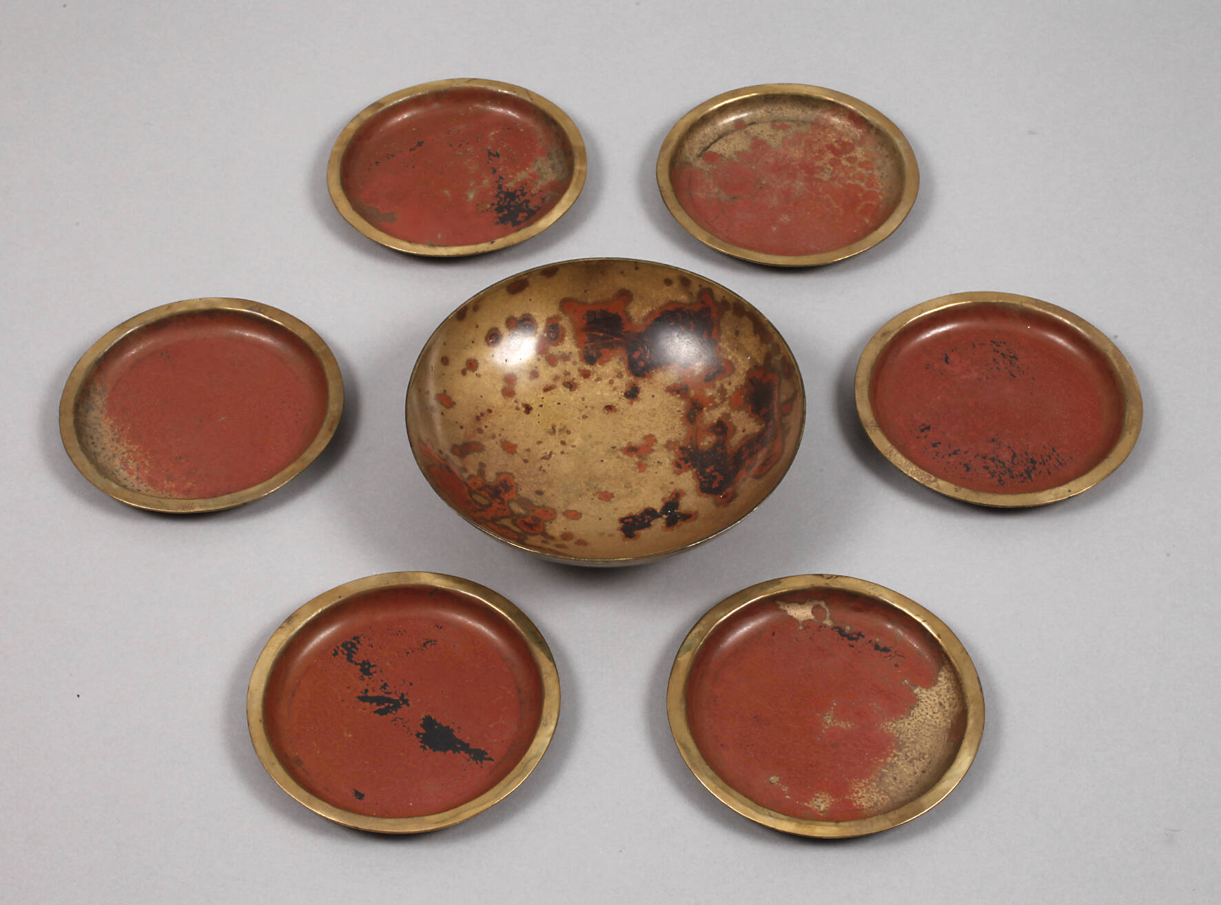 Schale und sechs Untersetzer Karl Raichle Meersburg