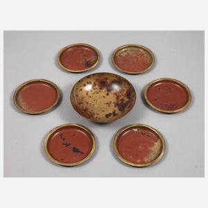 Schale und sechs Untersetzer Karl Raichle Meersburg
